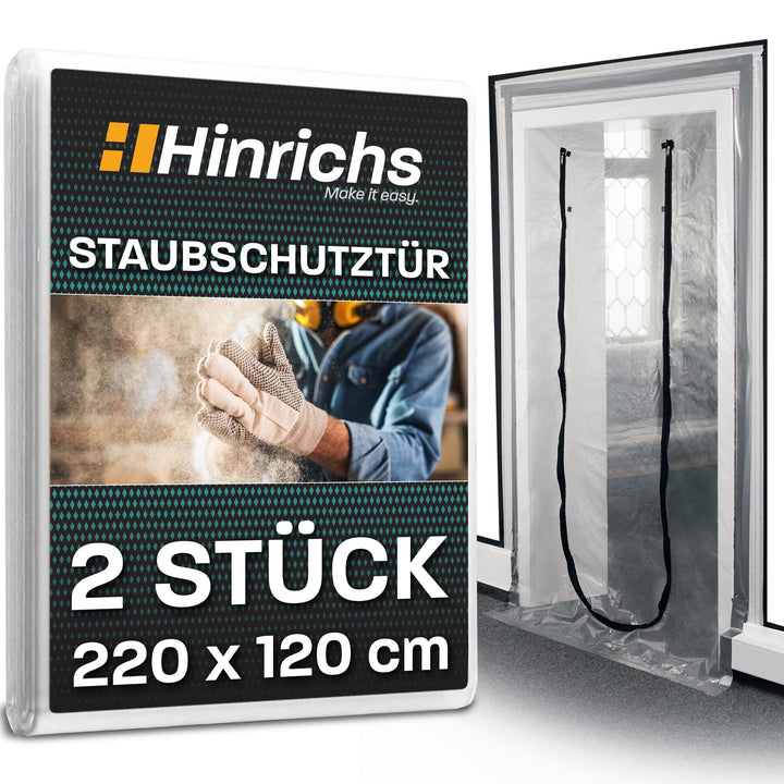 Hinrichs 2x Staubschutztür mit Reissverschluss - 220x120cm Staubschutztüren - Baufolie transparent S