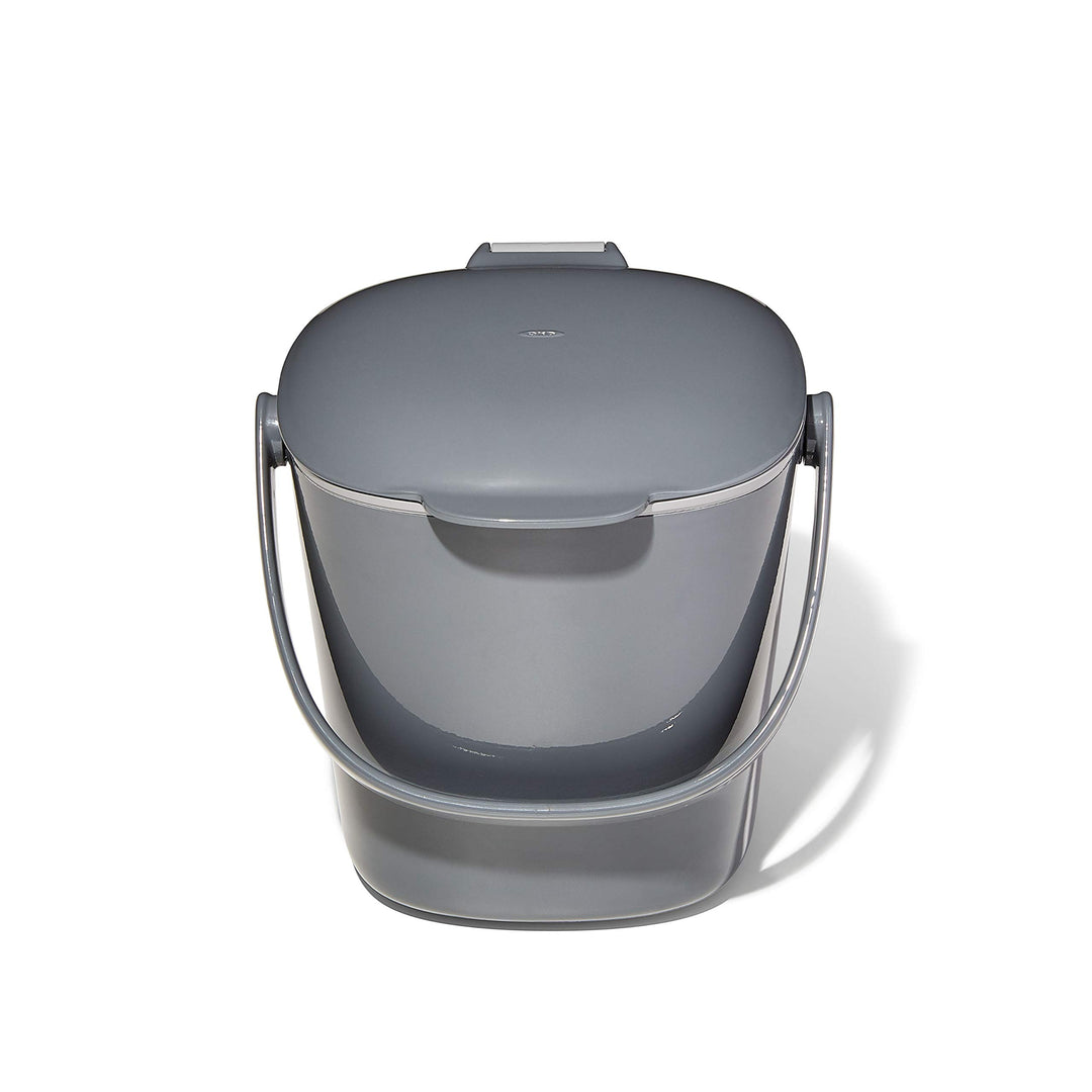 OXO Good Grips Komposteimer grau – geruchsdichter Abfalleimer für die Küche – 2,8 l 2.8L Anthrazit,