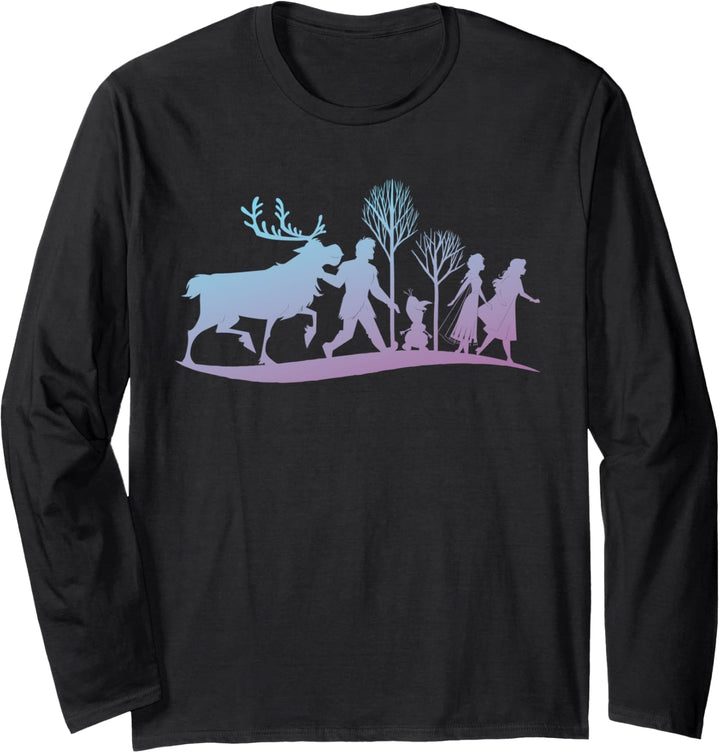 Disney Frozen 2 Characters Gradient Silhouette Langarmshirt