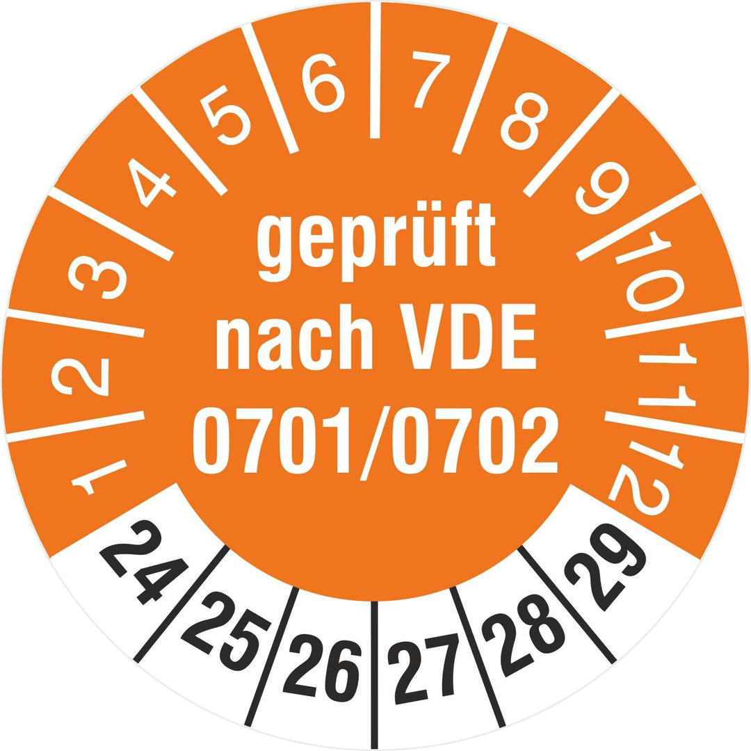 500 Prüfetiketten Geprüft nach VDE 0701/0702 2024 bis 2029 Prüfplaketten 30 mm 500 30mm Durchmesser,