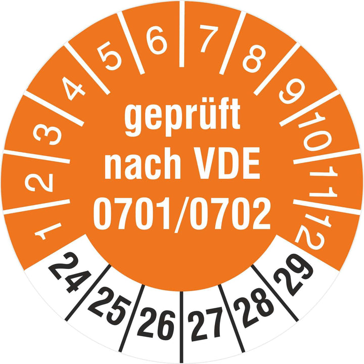 500 Prüfetiketten Geprüft nach VDE 0701/0702 2024 bis 2029 Prüfplaketten 30 mm 500 30mm Durchmesser,