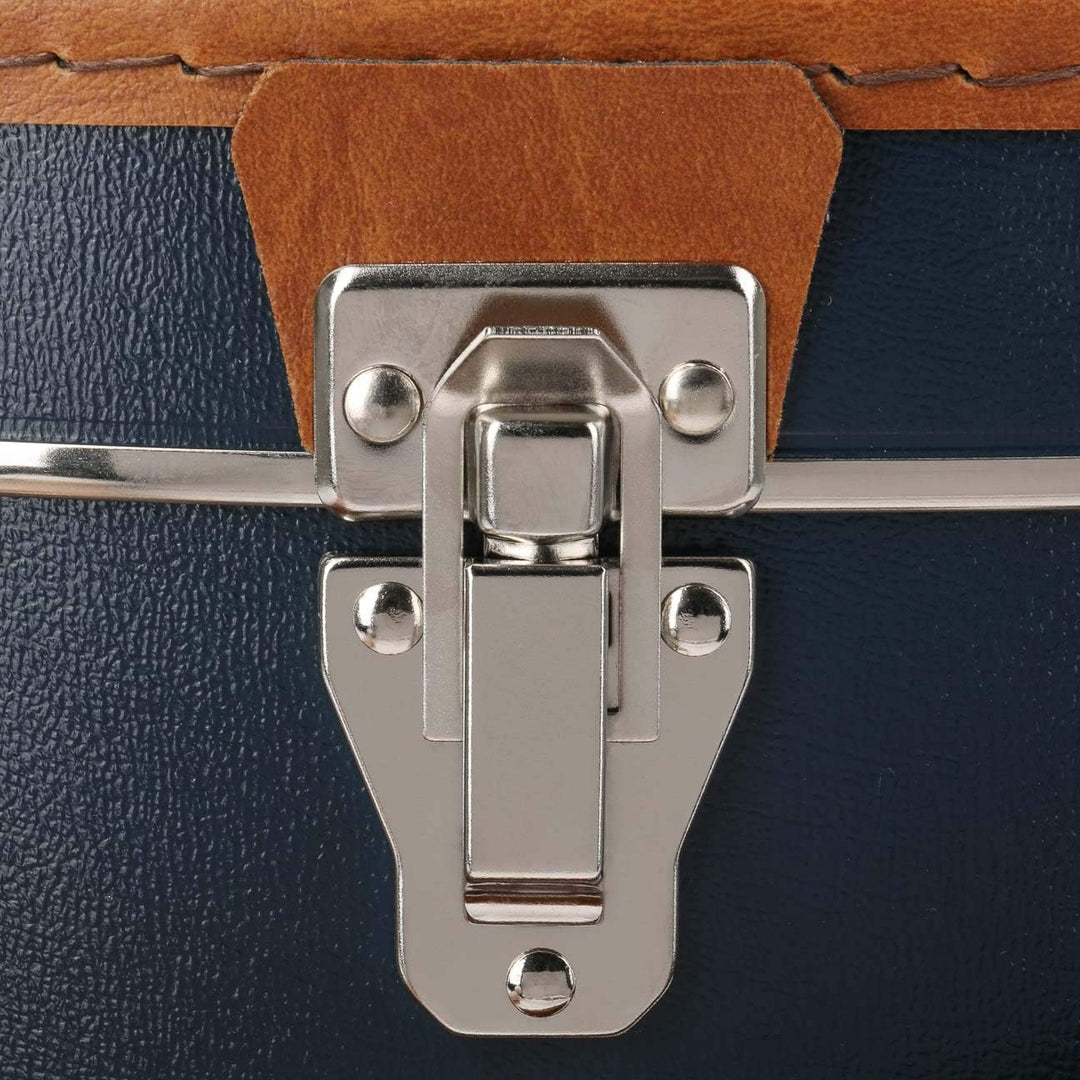 Lierys runder Hutkoffer blau - Masse: 40 cm x 21 cm - grosse Hutschachtel aus Kunstleder - Hutbox zu