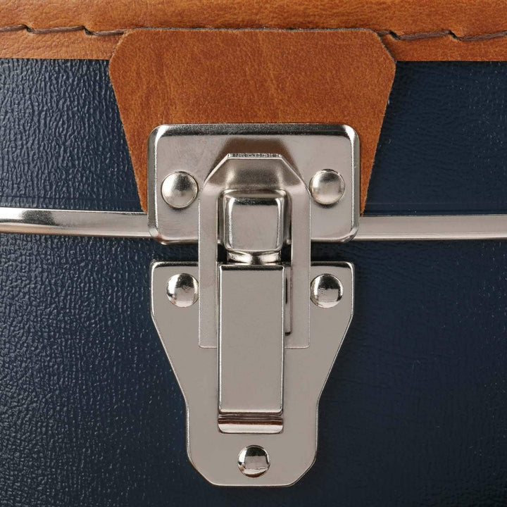Lierys runder Hutkoffer blau - Masse: 40 cm x 21 cm - grosse Hutschachtel aus Kunstleder - Hutbox zu
