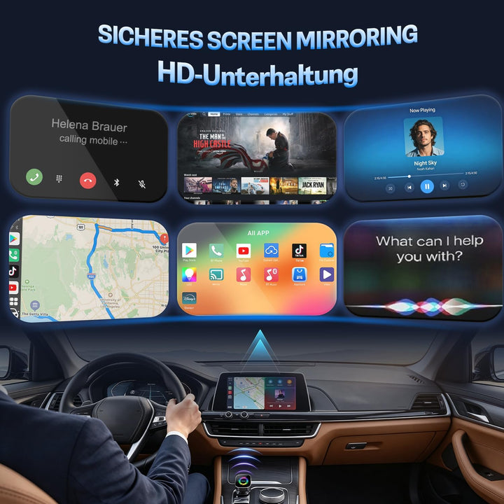 4-in-1 Wireless CarPlay Adapter,Carplay Wireless Adapter Kabelgebunden zu Kabellos für CarPlay &amp; And