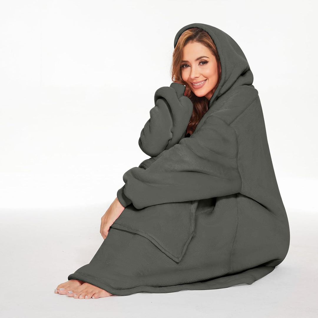 GAYYNE Hoodie Decke mit Ärmeln Deckenpullover, Tragbare Decken Hoodie Damen, Ultra Weiche Sherpa Fle
