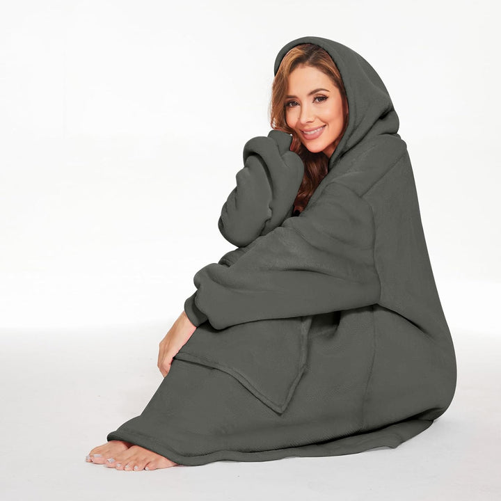 GAYYNE Hoodie Decke mit Ärmeln Deckenpullover, Tragbare Decken Hoodie Damen, Ultra Weiche Sherpa Fle