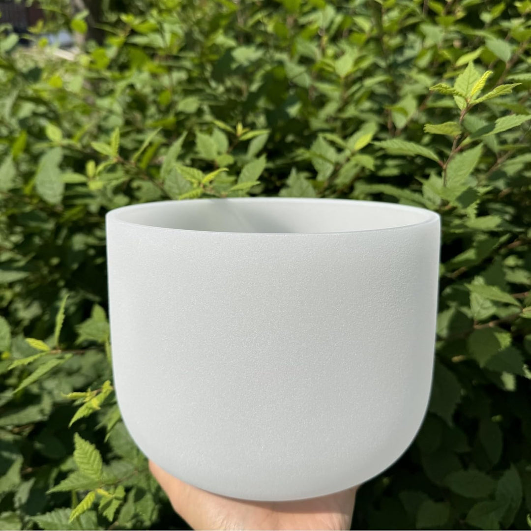 396Hz Solfeggio Frequency Throat Chakra Frosted Quartz Crystal Singing Bowl 8 Inch for Yoga,Sound He