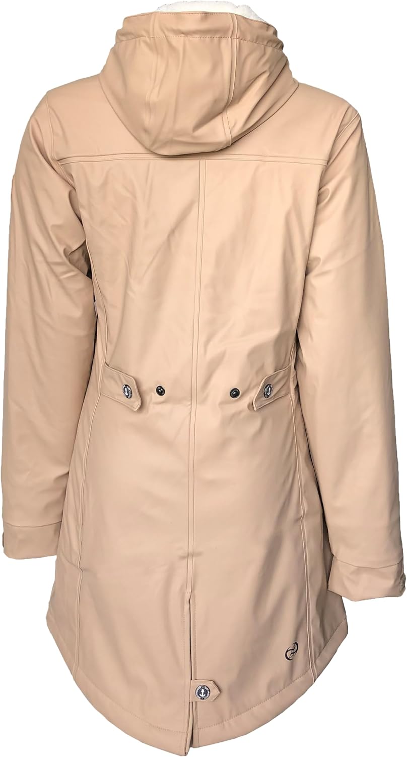 Dry Fashion Damen Regenmantel Malmö - Frauen Regenjacke Jacke mit Kapuze Lang Winddicht Wasserdicht