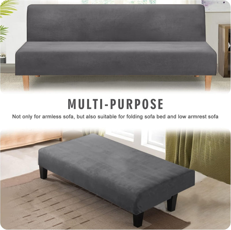 Mingfuxin Armlose Schlafsofabezüge, Stretch-Samt Futon Couchbezug Dicke weiche gemütliche Sofa Schon