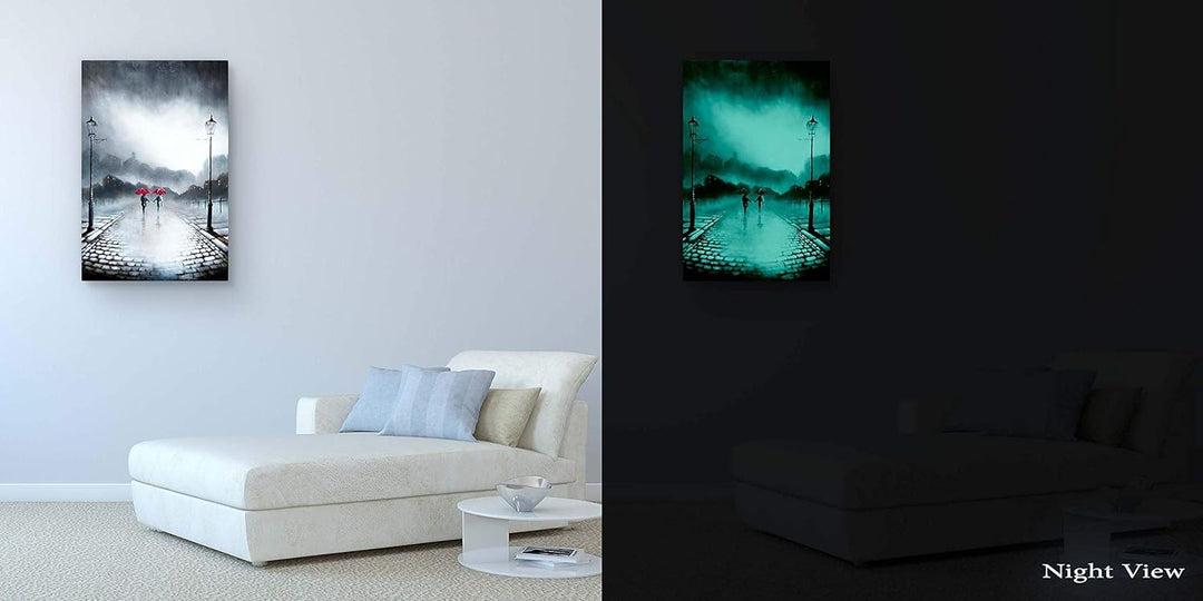 Startonight Leinwandbilder Schwarz und Weiss Zwei rote Regenschirme, Doppelansicht Überraschung Mode