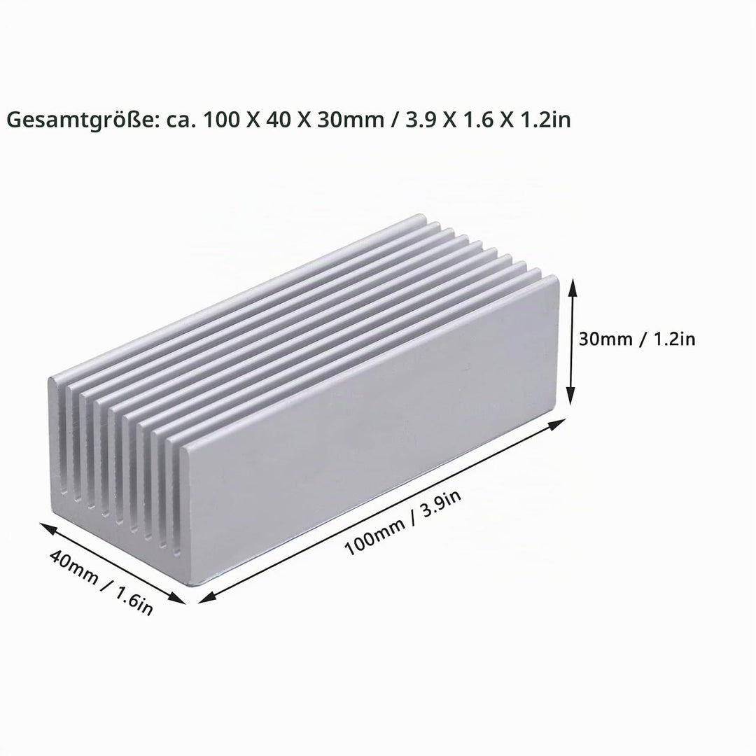2 Stück Aluminium Kühlkörper 100x40x30mm für CPU Leistungselektronik und Power Board Without adhesiv