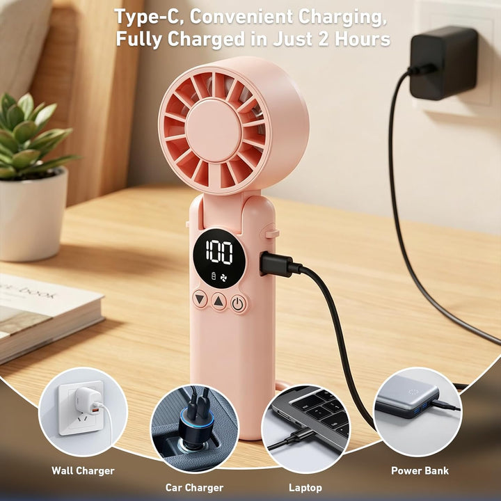 AILBTON Handventilator klein &amp; stark, 6000mAh Akku, 1-199 Stufen, Tragbarer Nackenventilator mit Ban