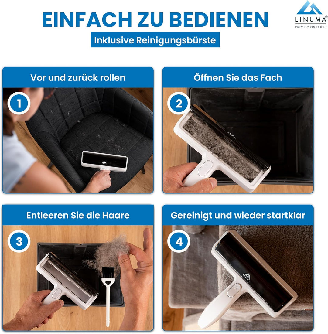 Fusselrolle PRO Tierhaare – extra Starke Aufnahme, wiederverwendbar – Hunde- & Katzenhaare – Sofa, B