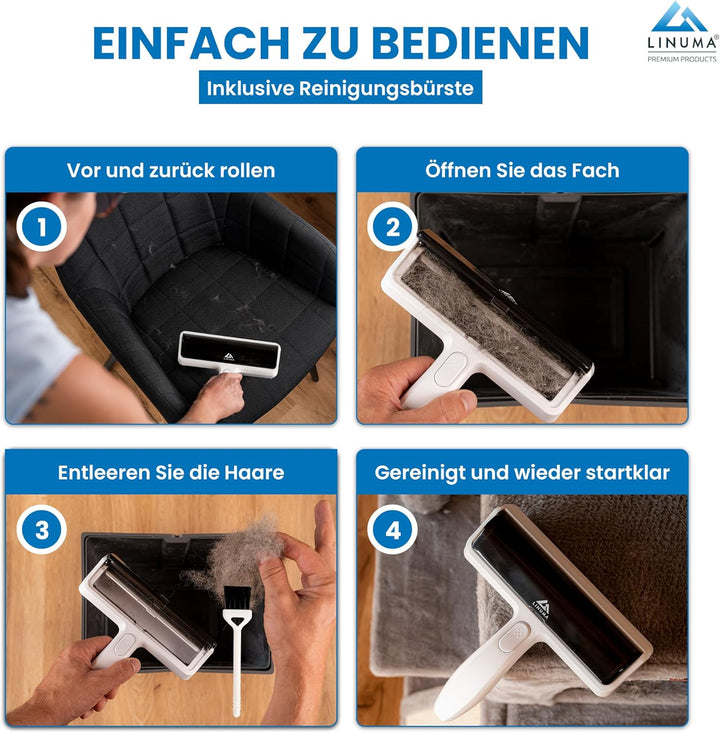 Fusselrolle PRO Tierhaare – extra Starke Aufnahme, wiederverwendbar – Hunde- & Katzenhaare – Sofa, B