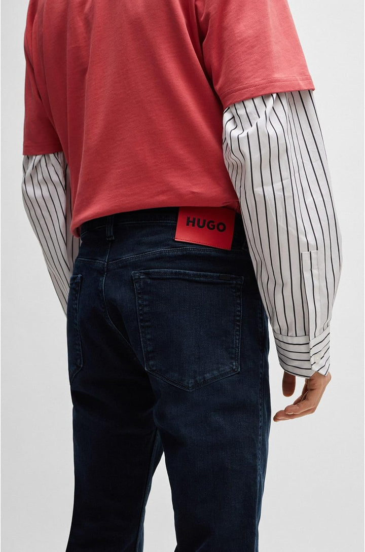 HUGO Herren 708 Slim-Fit Jeans aus schwarzblauem Stretch-Denim 38W / 32L Navy410, 38W / 32L Navy410