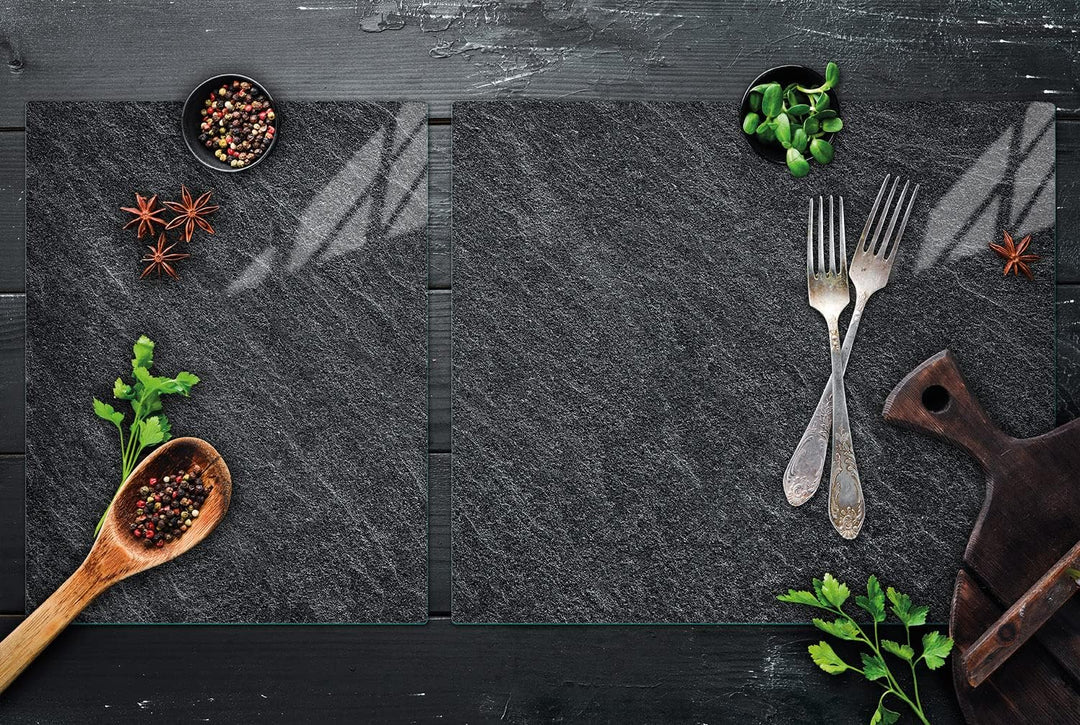 DarHaus Herdabdeckplatten tweiteilig 100x52 cm Ceranfeld Abdeckung Glas Spritzschutz Abdeckplatte Gl