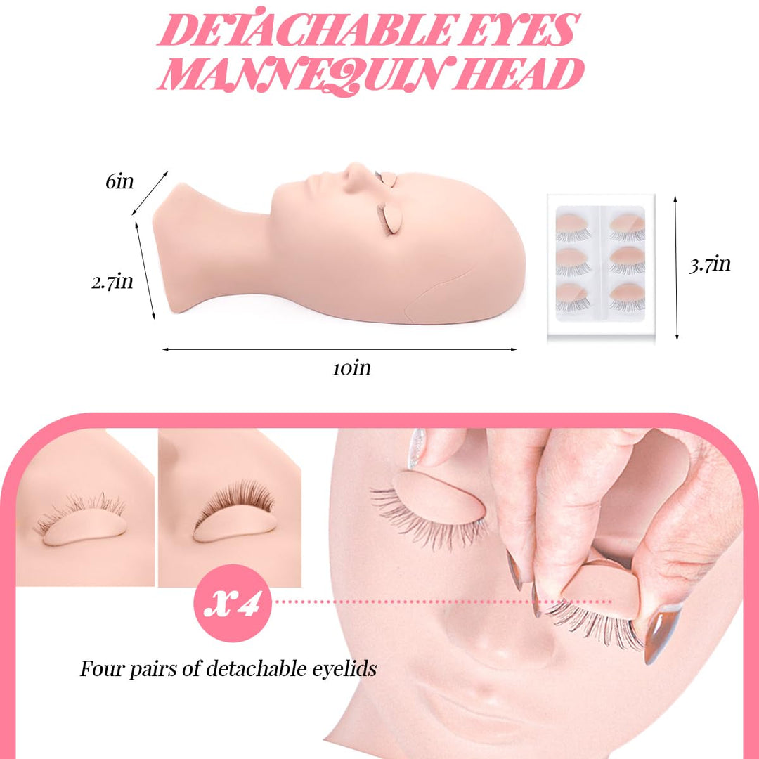 Lash Extension Kit Wimpern Praxis für Anfänger Professionelles Set mit Schaufensterkopf Abnehmbare A