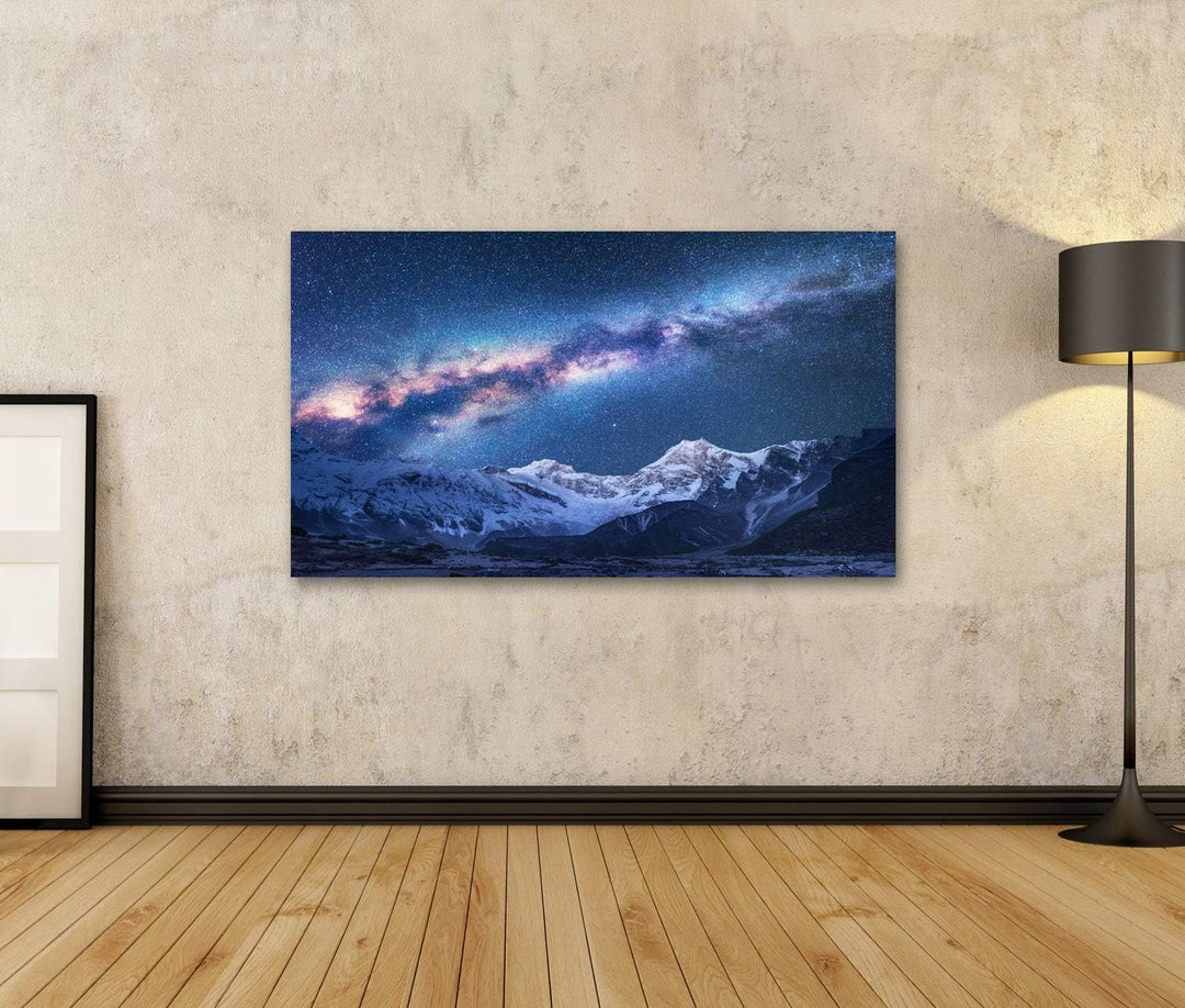 islandburner Bild Bilder auf Leinwand Raum. Milchstrasse und Berge. Fantastische Ansicht mit Bergen