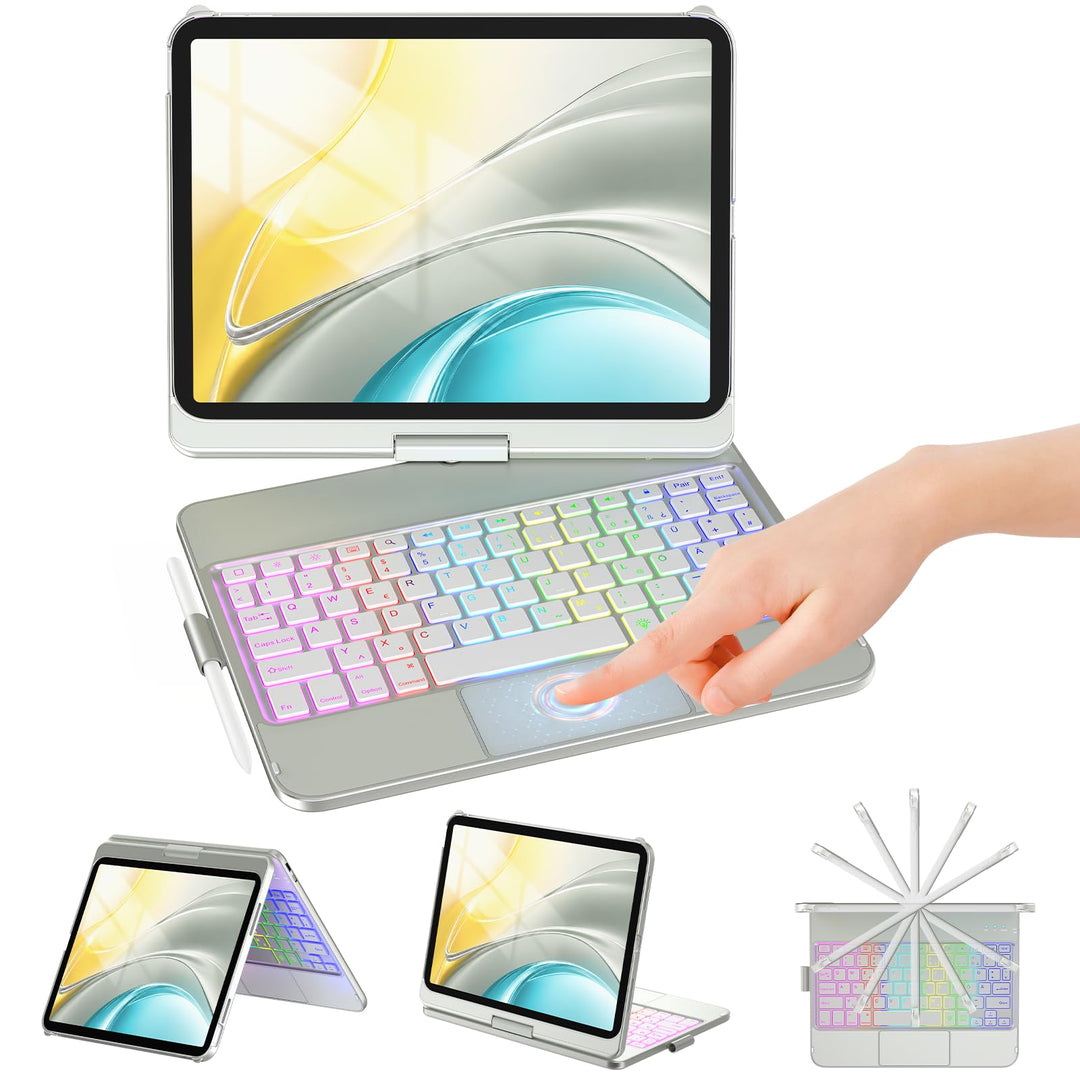 KBCASE Bluetooth Tastatur Schutzhülle für iPad 10. Gen 2022 10,9 Zoll, iPad 11. Gen 2025 A16 11 Zoll