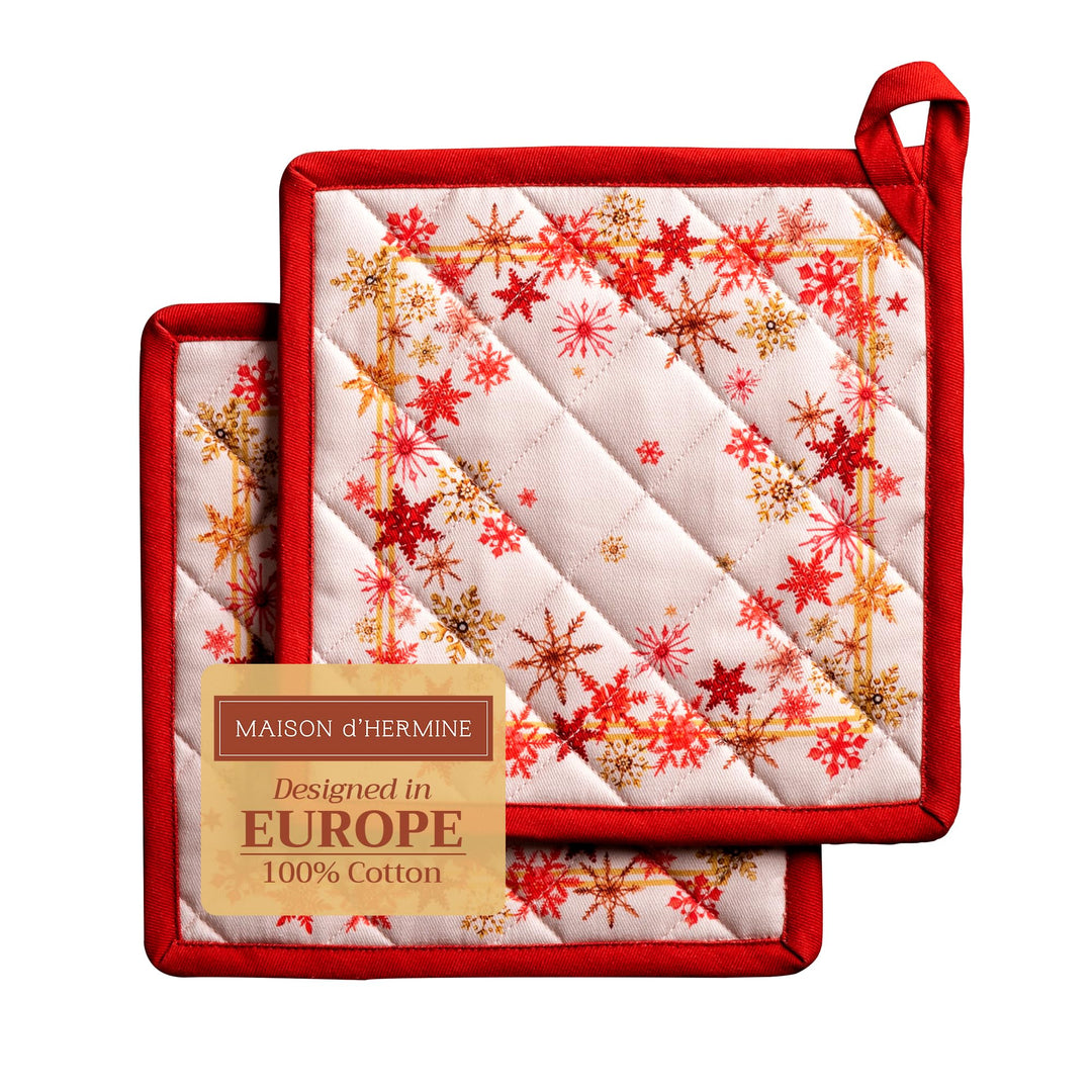 Maison d' Hermine Topflappen, 100% Baumwolle, 2er-Set (20cm x 20cm) Hotpads, hitzebeständig, mit Sch