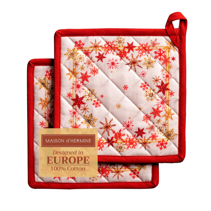 Maison d' Hermine Topflappen, 100% Baumwolle, 2er-Set (20cm x 20cm) Hotpads, hitzebeständig, mit Sch