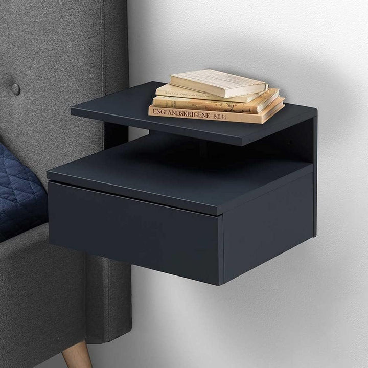 AC Design Furniture Fia Nachttisch mit 1 Schublade in Dunkelgrau, 1 Stück, Wandschrank im Minimalist