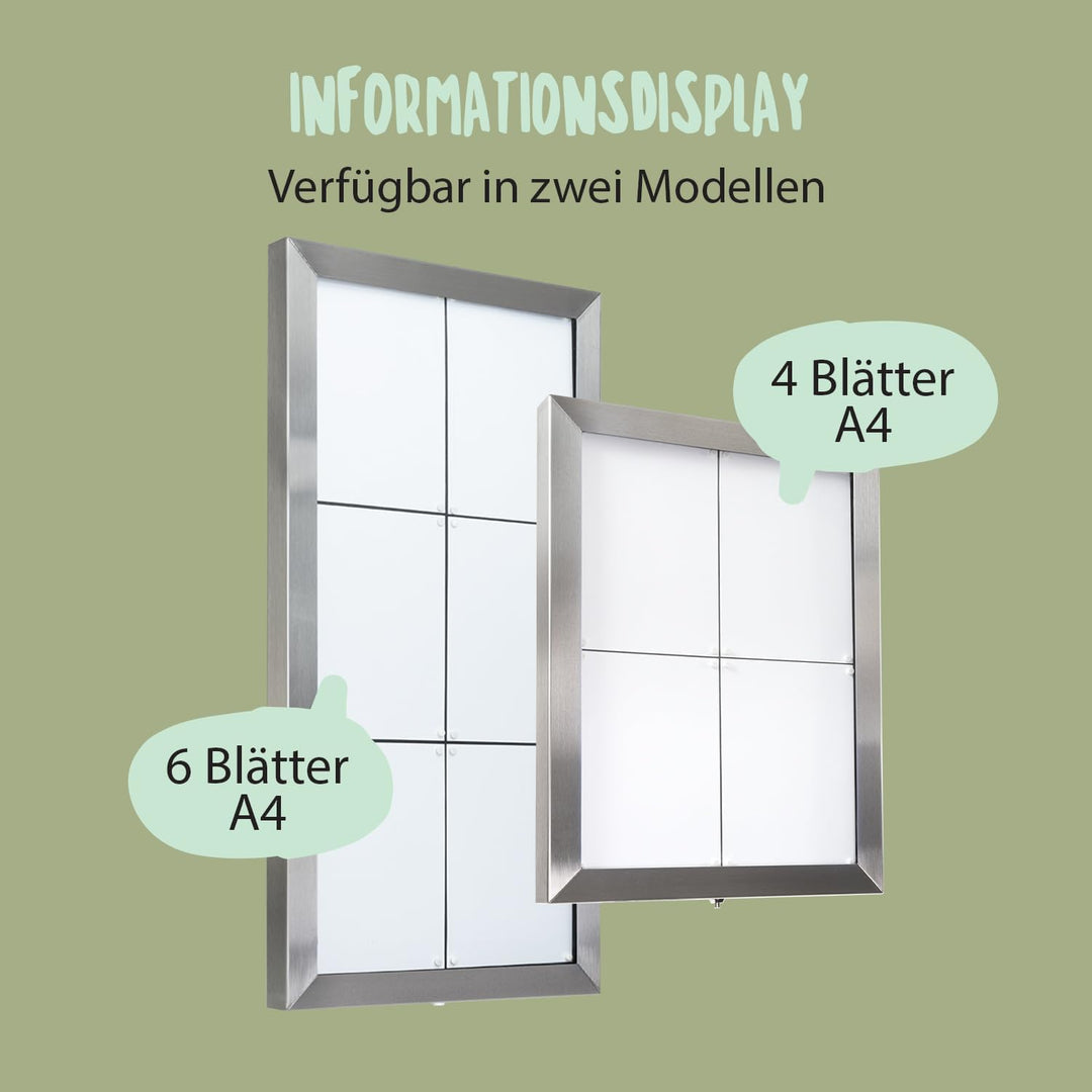 Securit MCS-4A4-LSS LED-Schaukasten Stainless Steel, 4 x DIN A4 Seiten 4x A4, 4x A4