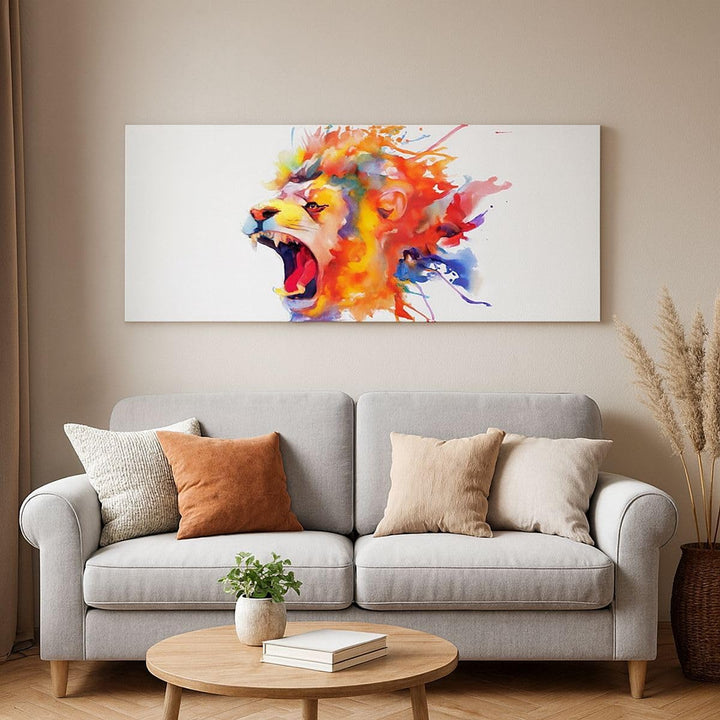 Wandbilder Dekoration Wohnzimmer Löwe modern Malerei Tier Panorama Bilder auf Leinwand 120x50cm Lein