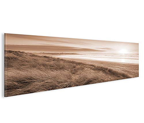 islandburner Bild Bilder auf Leinwand Dünen Sepia Nordseestrand Panorama XXL Poster Leinwandbild Wan
