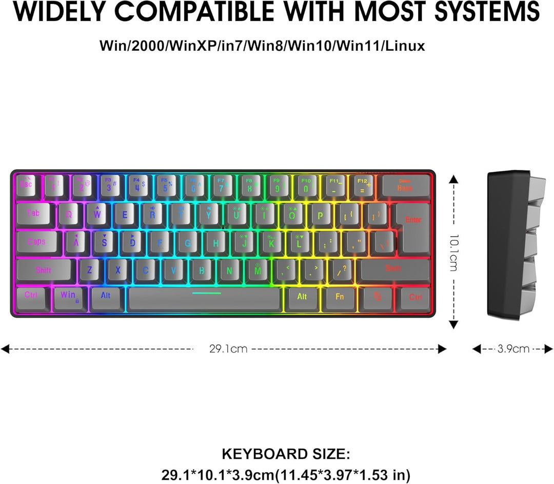 Snpurdiri 60% Percent Gaming Tastatur (61 eisengrau), 61 eisengrau
