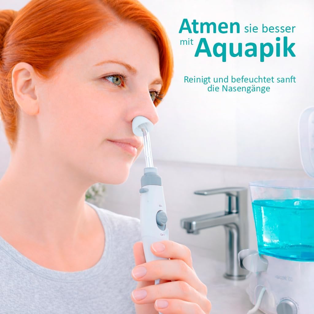 Aquapik® 100 professionelle Munddusche | Plaqueentferner + von Zahnärzten empfohlen | 8 Düsen, 10 Dr