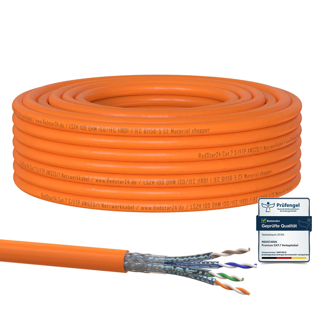 RedStar24 CAT 7 Verlegekabel 15m Netzwerkkabel Datenkabel LAN CAT7 Kabel Kupfer Installationskabel C