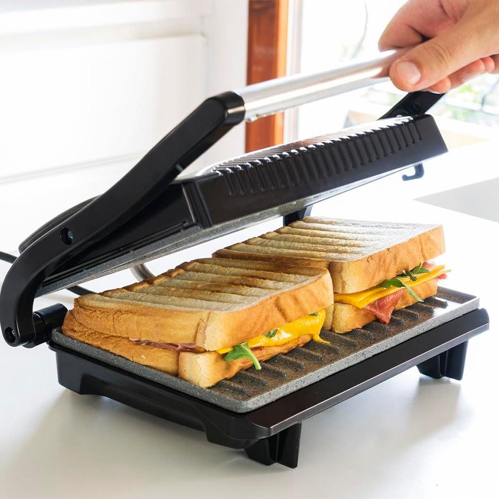 Cecotec Rock'nGrill Elektrogrill mit Grill, 700W, Oberfläche 23 x 14,5 cm, Antihaftbeschichtung, PTF