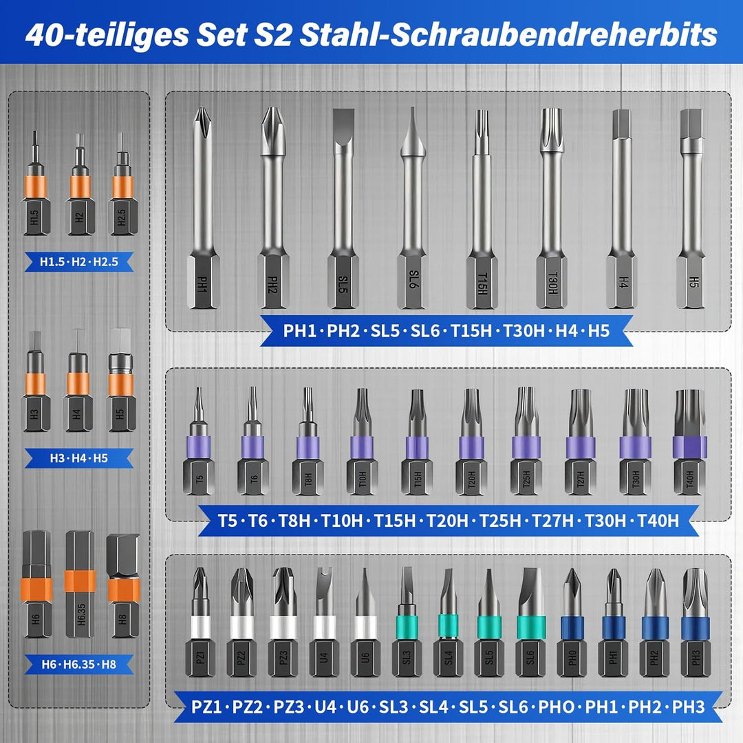 42-in-1 Magnetisches Schraubendreher-Set, Multi-Bit-Magnetschraubendreher-Set mit Abnehmbarem Ratsch