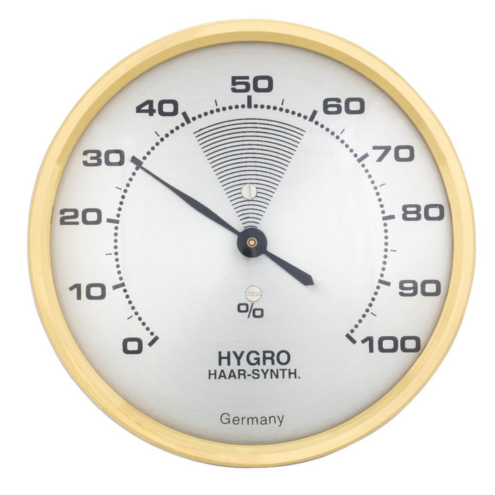 Hygrometer gold/antikgold, mit Haar-Synthetik