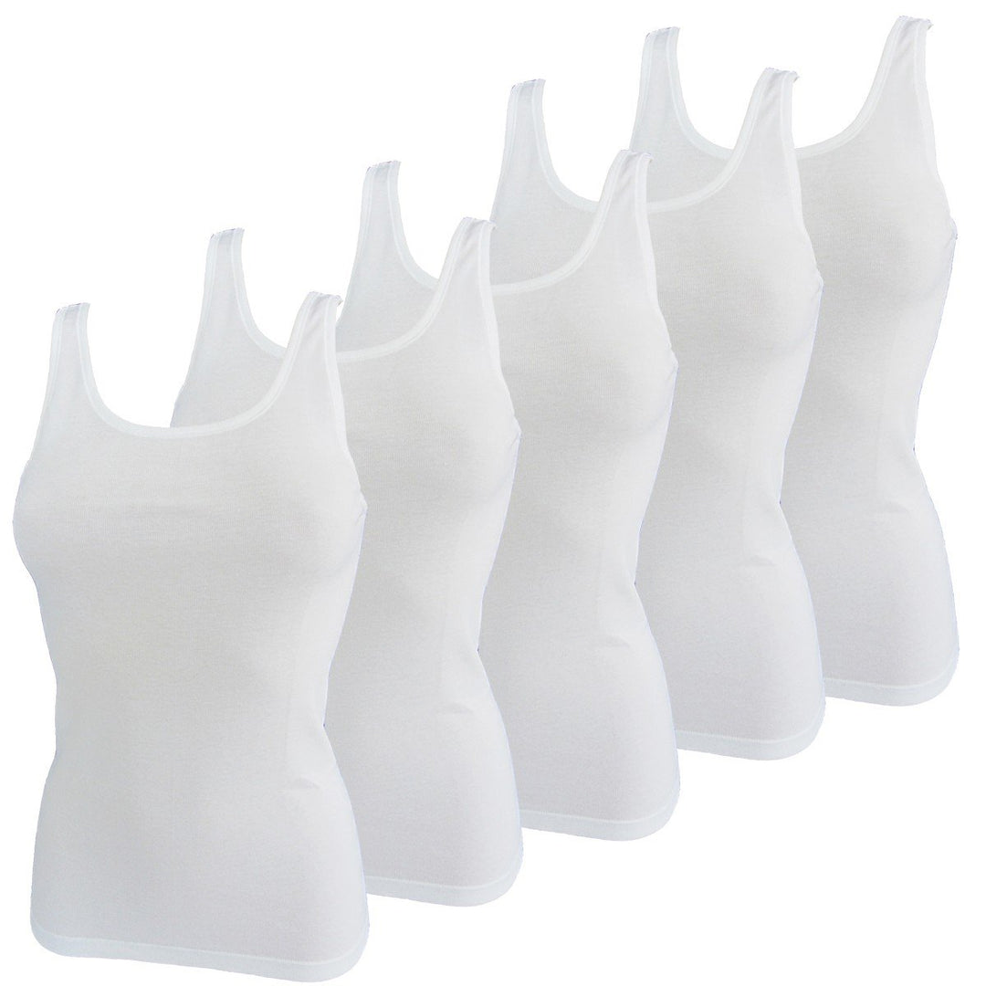 HERMKO 1310 5er Pack Damen Unterhemd aus 100% Bio-Baumwolle bis Grösse 68/70 5XL Weiss, 5XL Weiss