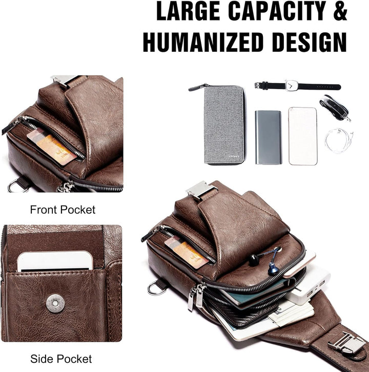 FANDARE Retro Brusttasche Ultraleicht Sling Bag Geschäft Umhängetasche für Herren Schultertasche Out