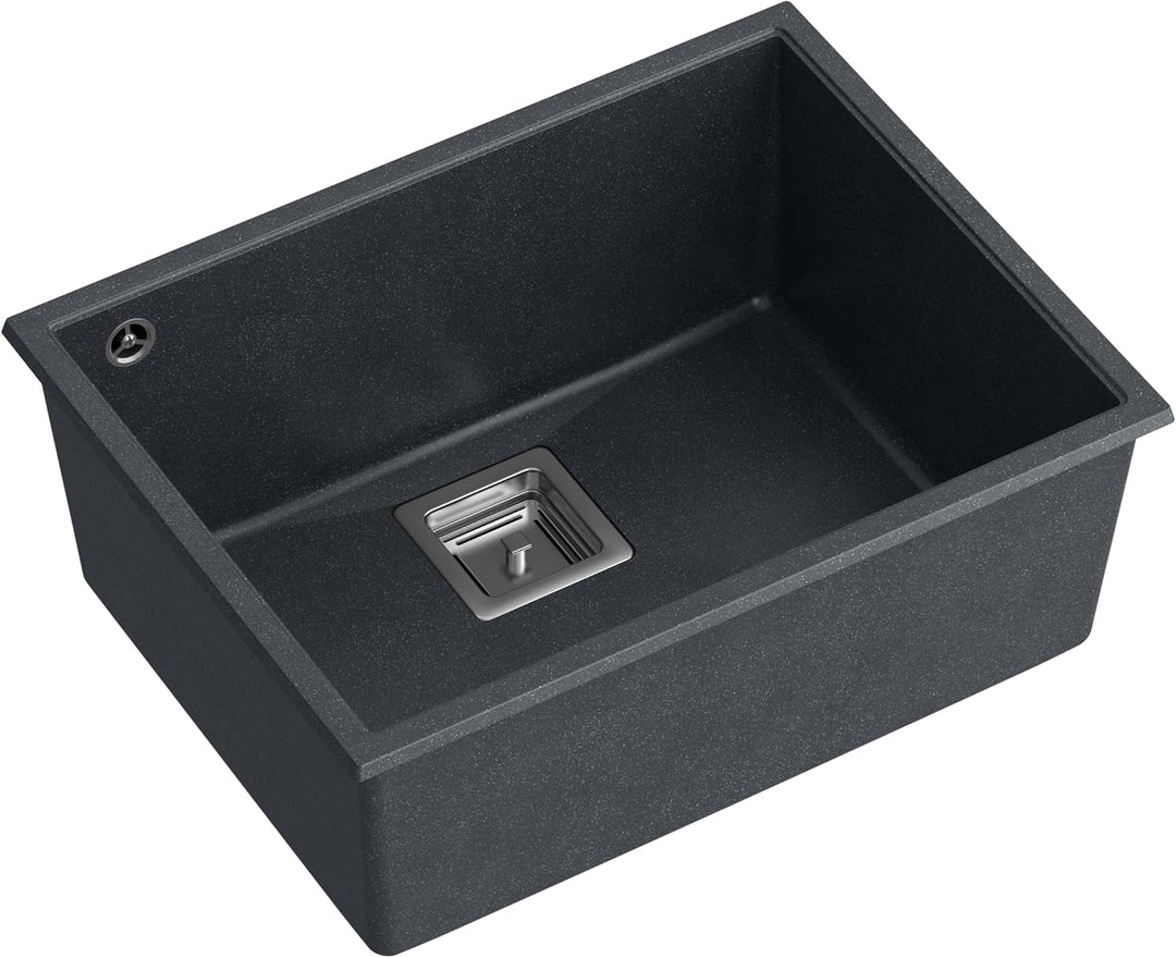 QUADRON | DAVID 50 | Granitspüle | Masse: 55 x 42 x 22,5 cm | 1-Kammer-Unterbauspüle | Schrankunterb