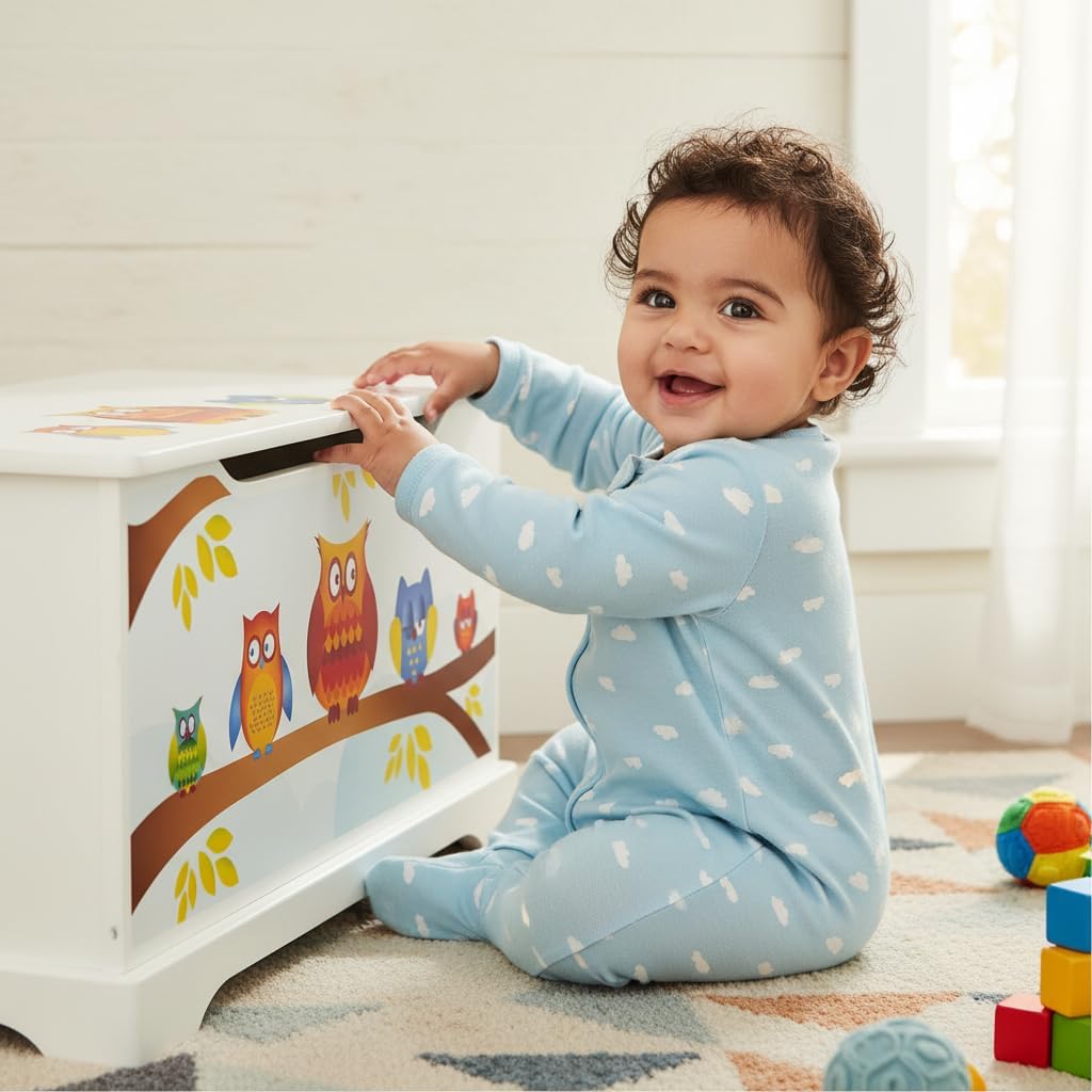 Leomark Holz Kindertruhenbank (Eulen), Eulen