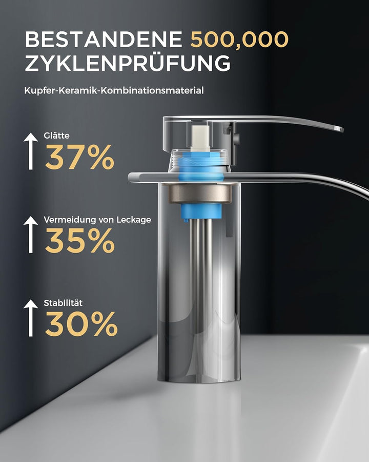 FORIOUS Wasserhahn Bad, Edelstahl Wasserfall Waschbeckenarmatur mit Auslaufhöhe 80MM, Einhebel-Misch