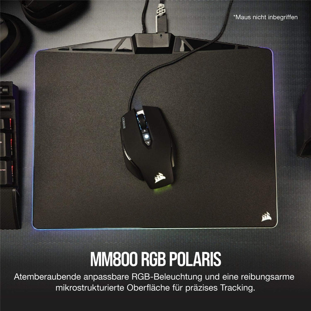 Corsair MM800 Polaris RGB Gaming Mauspad (Medium, RGB 15 Zonen Beleuchtung, Harte Oberfläche, 400mm