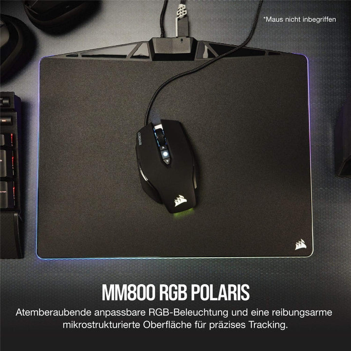 Corsair MM800 Polaris RGB Gaming Mauspad (Medium, RGB 15 Zonen Beleuchtung, Harte Oberfläche, 400mm