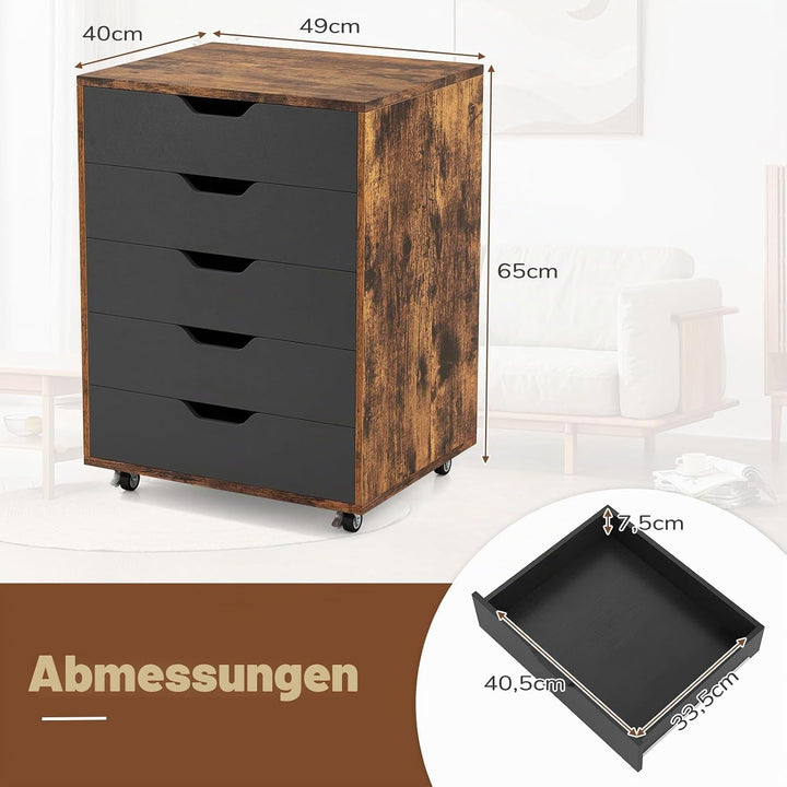 GIANTEX Aktenschrank auf Rollen, Rollcontainer mit Schubladen, mobiler Druckerständer für Home-Offic