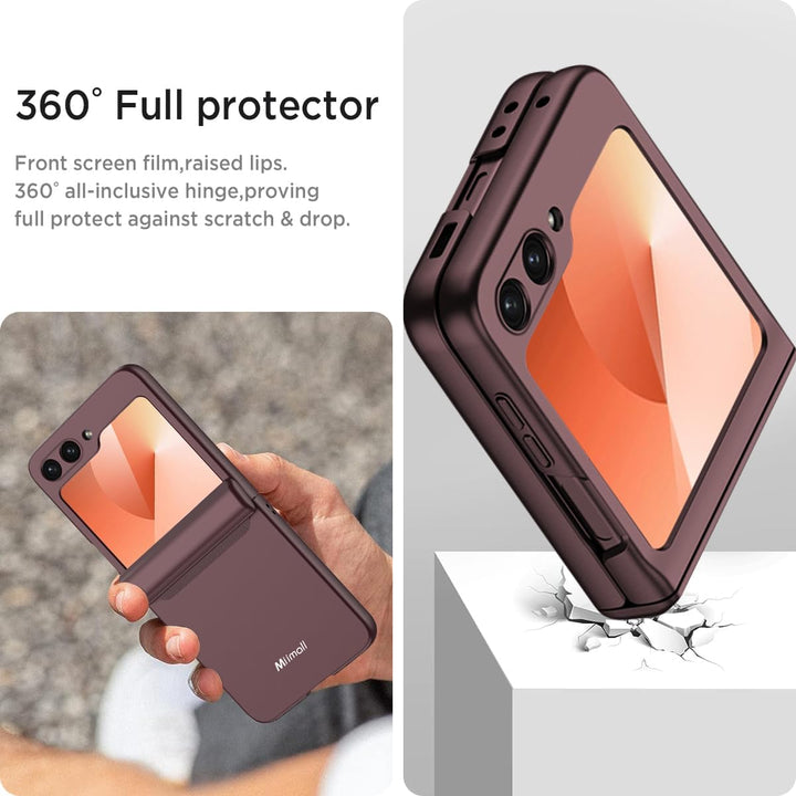 Miimall Kompatibel mit Samsung Galaxy Z Flip 6/Flip7 FE Hülle mit Scharnierschutz Magnetischer [Exte