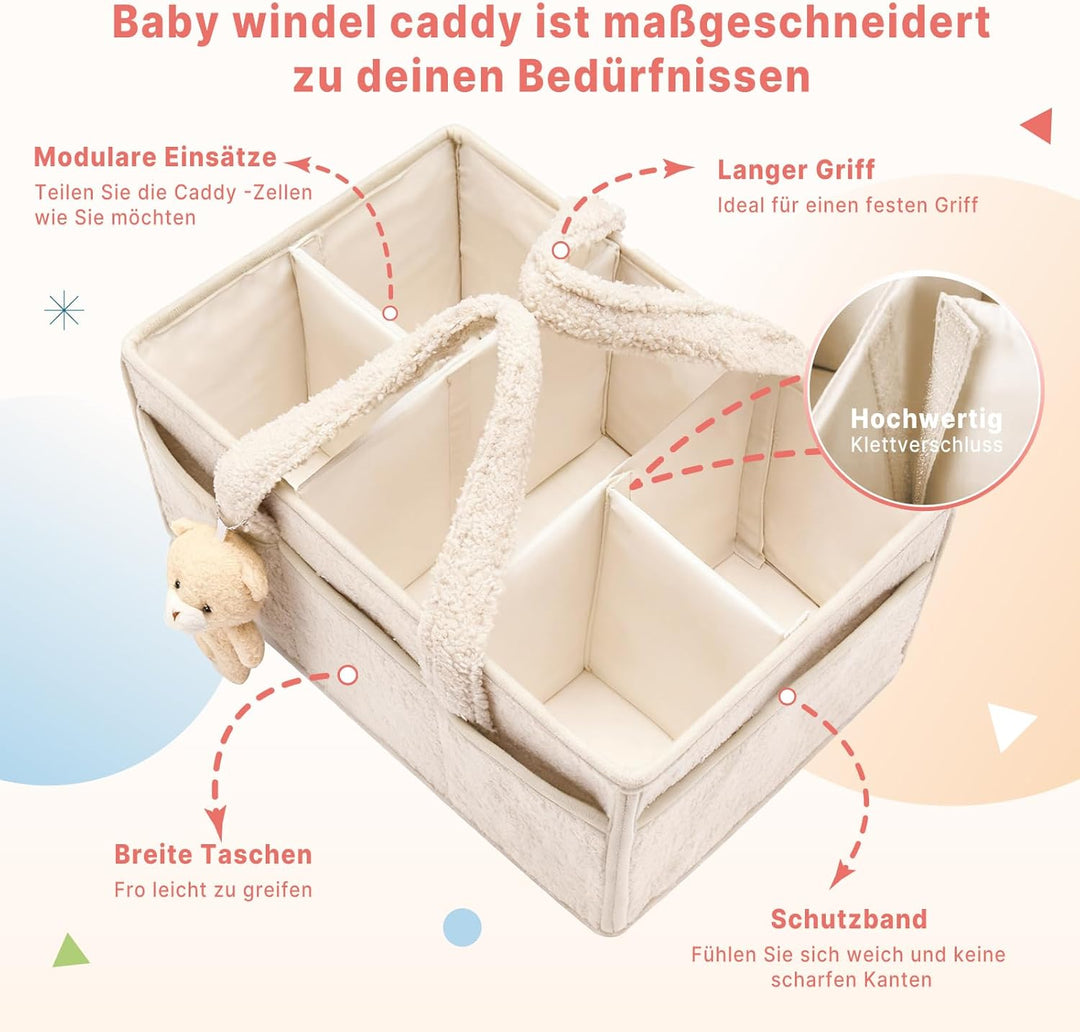 Baby Wickeltasche Organizer，Baby-Windel-Caddy Organizer für Wickeltisch，Multifunktional Tragbar Wick
