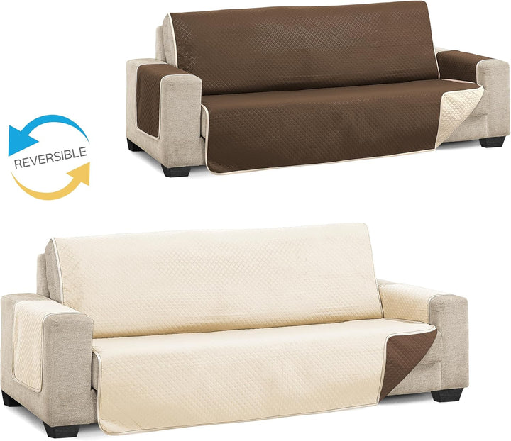 Martina Home Diamond Sofabezug, gesteppt, wendbar, Beige/Braun, 3-Sitzer Beige/Braun 3 Plätze, Beige