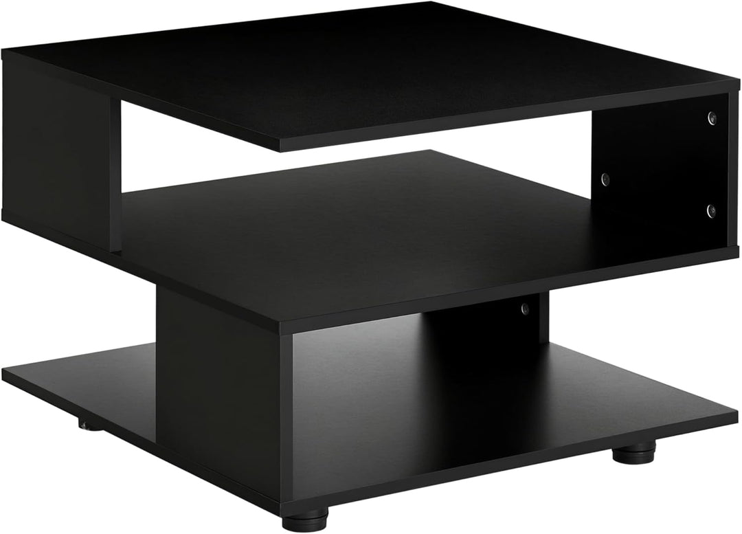 HOMCOM Beistelltisch mit 3 Regalen, Couchtisch mit verstellbaren Füssen, Nachttisch, Sofatisch für W