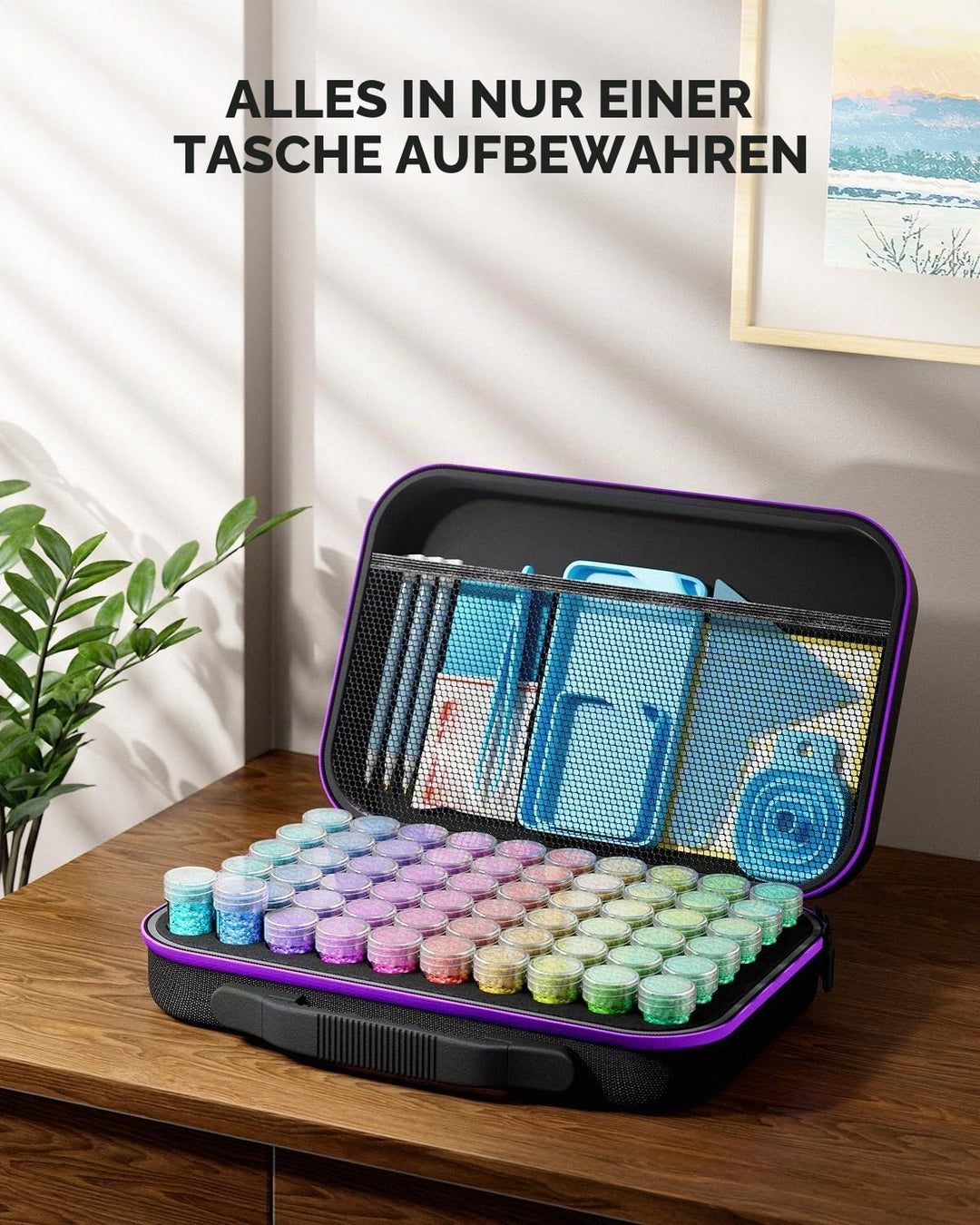ARTDOT 5D Diamond Painting Zubehör Boxen, 60 Stück Diamant Painting Aufbewahrungsbox mit Koffer Tric