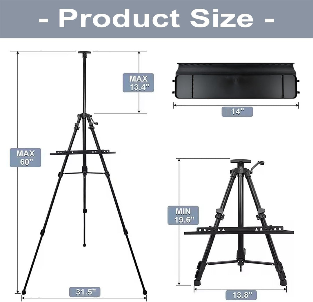 Staffelei Schwarz, Staffeleien, Höhenverstellbare Staffelei für Kuntsmalerei 57-157cm, Werbung mit K