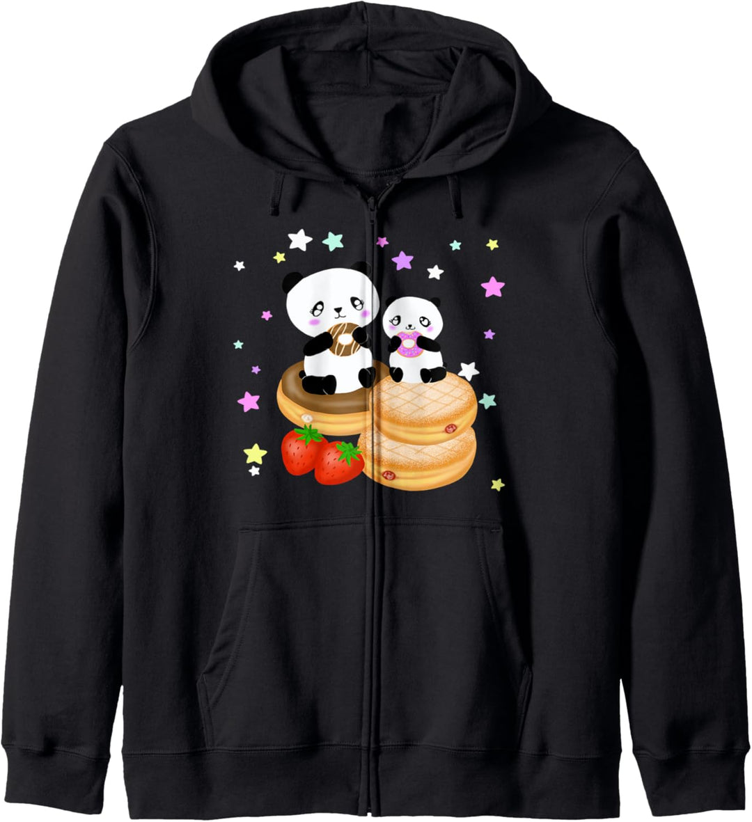 Baby Panda Donuts Pastell rosa & Blau Sterne Kawaii Mode Kapuzenjacke